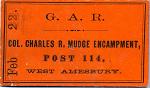 Superb Orange Ticket to Early GAR Encampment